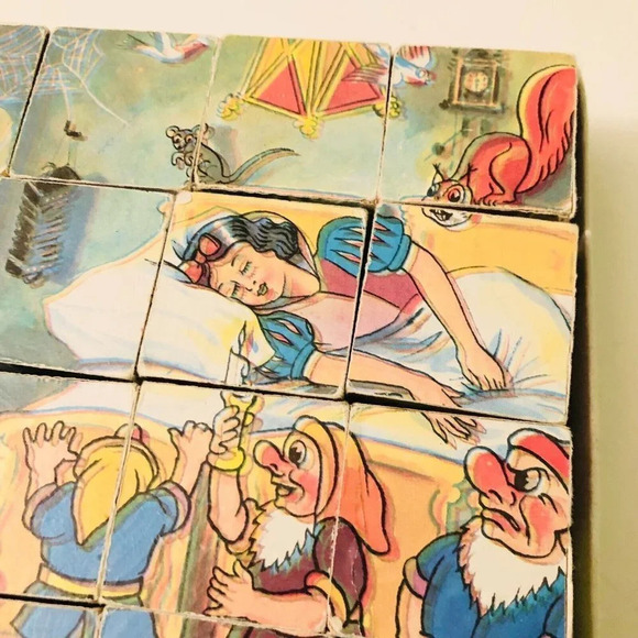 Vintage Snow White Wooden Block Puzzle Missing Scene  Sheets - Picture 12 of 16